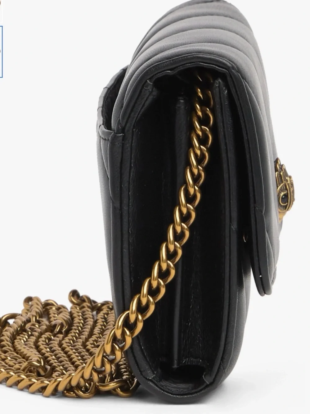Kurt Geiger Black Quilted Leather Wallet on Chain